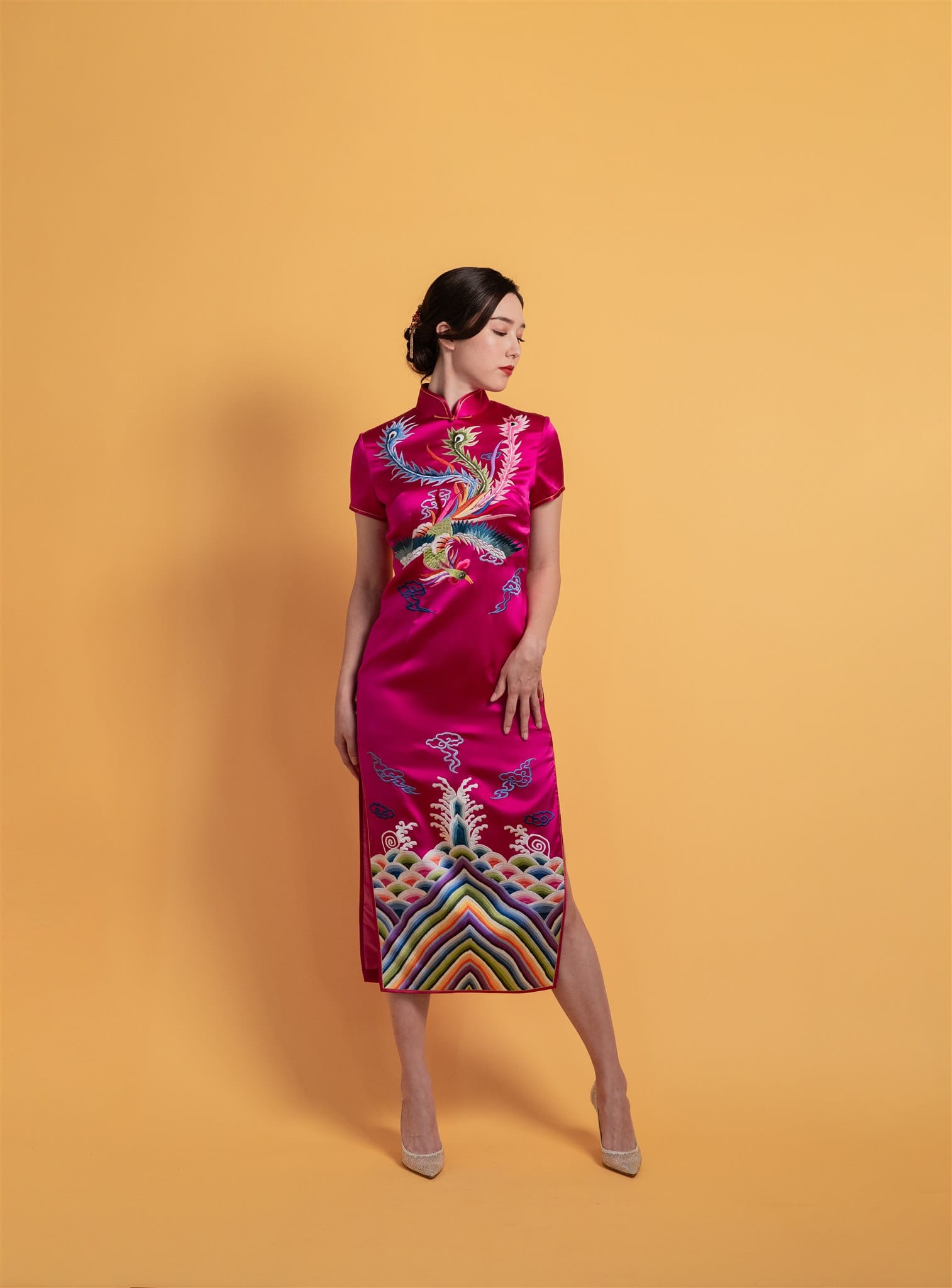 Fuchsia Pink Phoenix Qipao – Chinese Wedding Dress