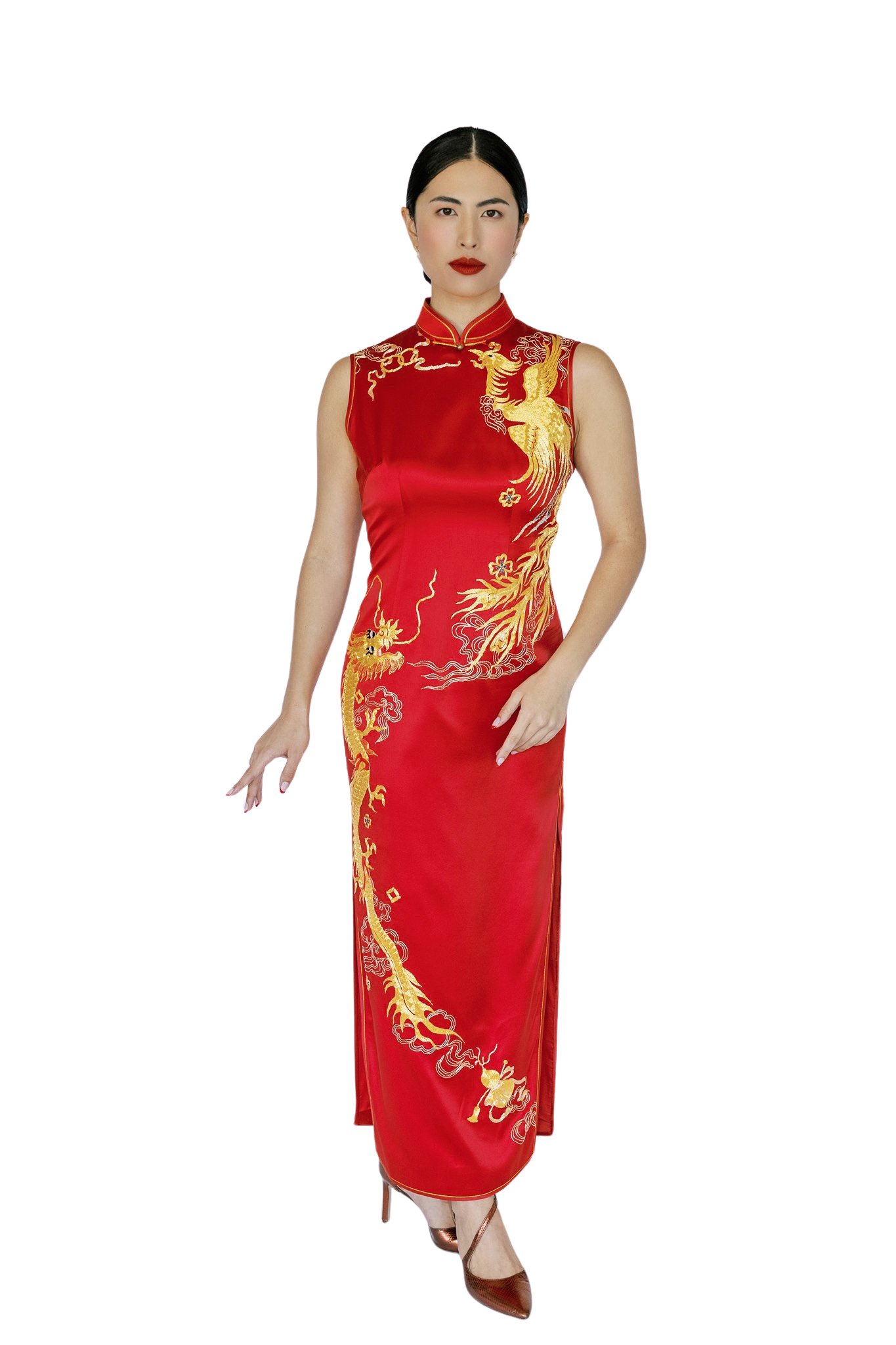 Chinese Tea Ceremony Dress Goldwork II Chinese Red Cheongsam for