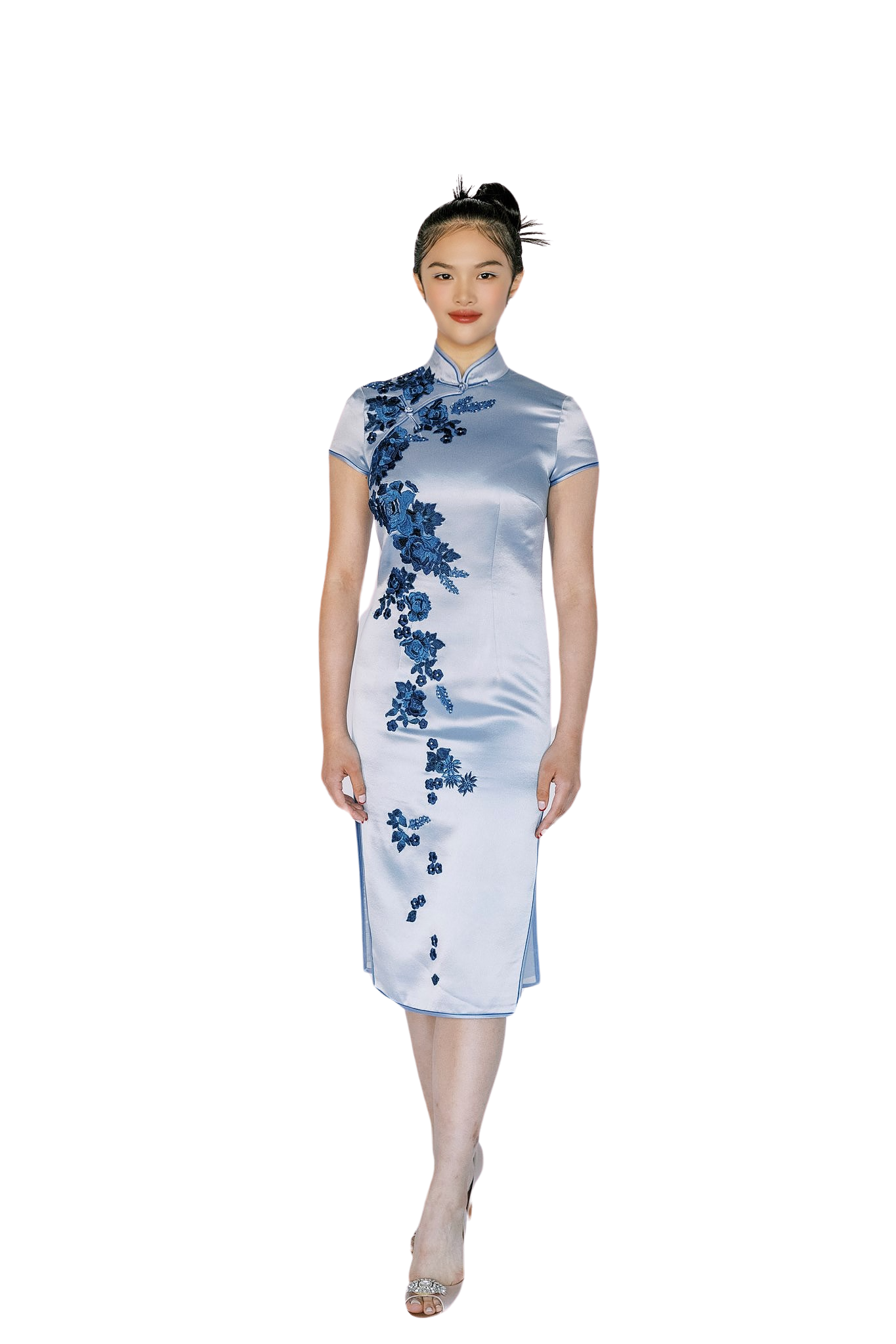 Blue sales cheongsam dress