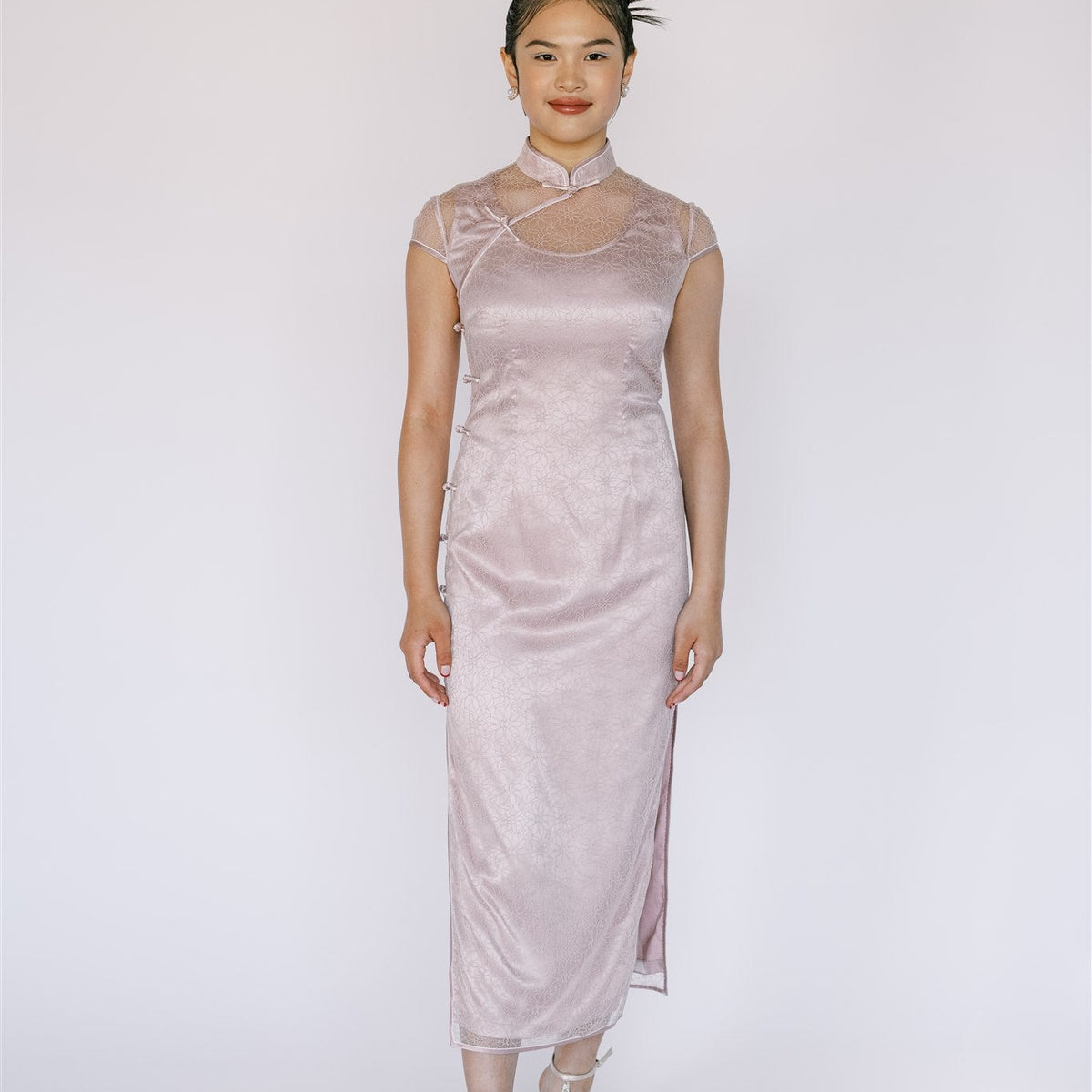 Blush Pink Lace Qipao Sunrise Chinese Dress Blush Pink Lace Qipao Sunrise Chinese Dress