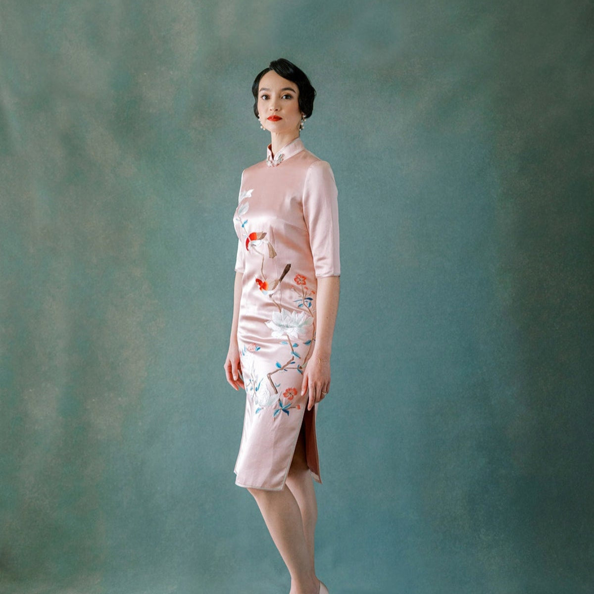 Shanghai 1920 Blush Pink Silk Qipao Dress Shanghai 1920 Blush Pink Silk Qipao Dress