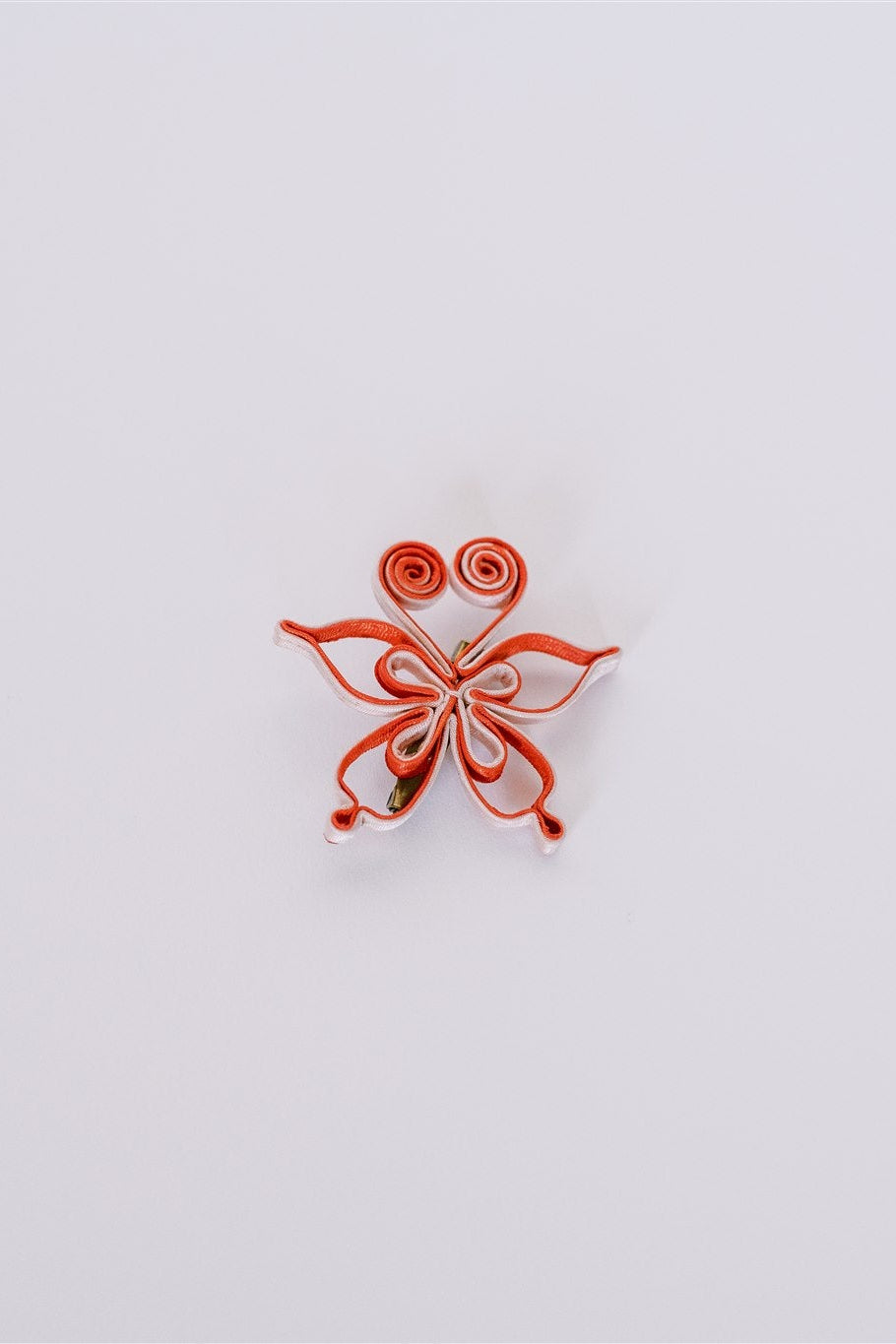 Orange white butterfly Pankou knot for Cheongsam