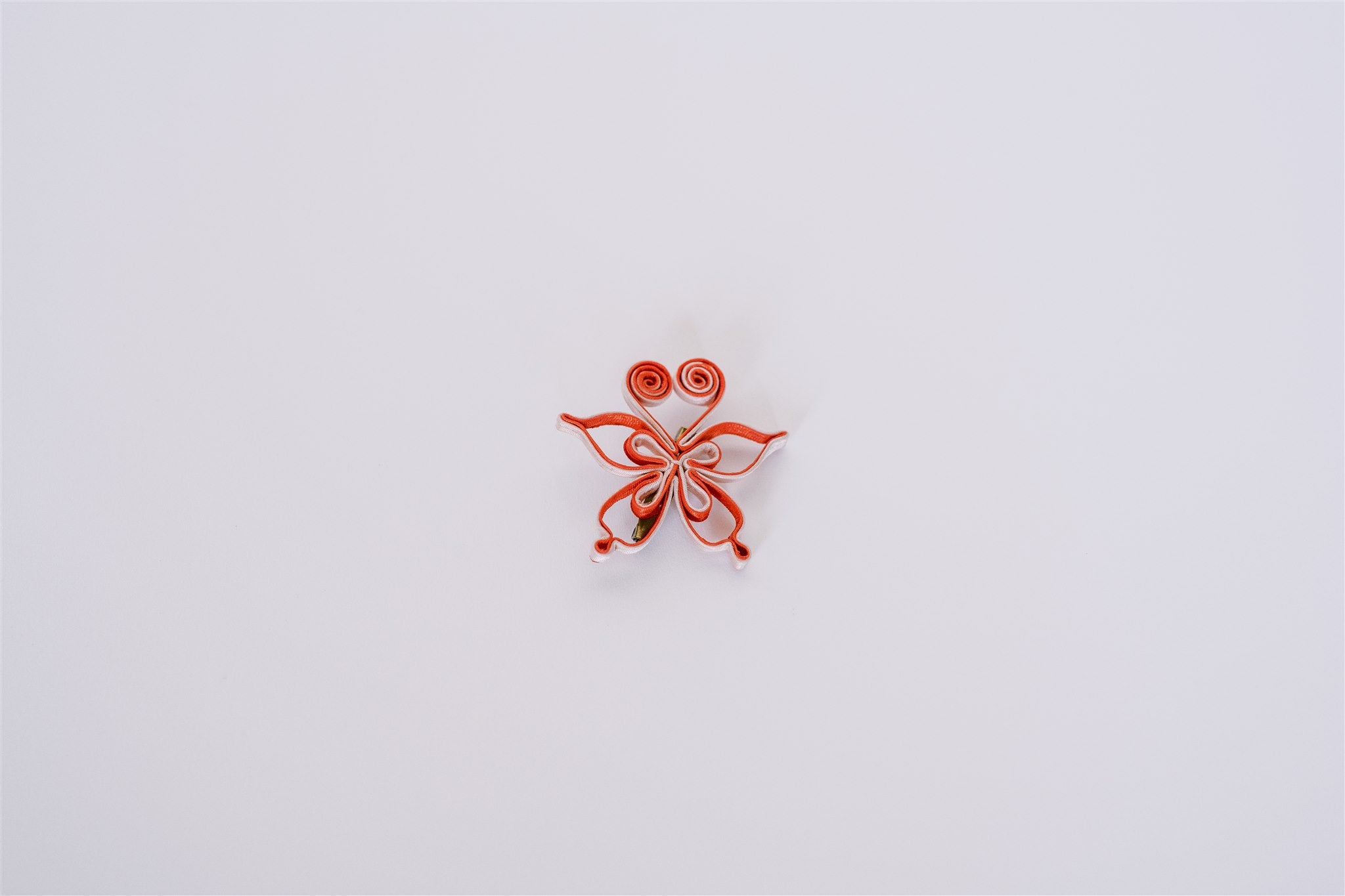 Orange white butterfly Pankou knot for Cheongsam