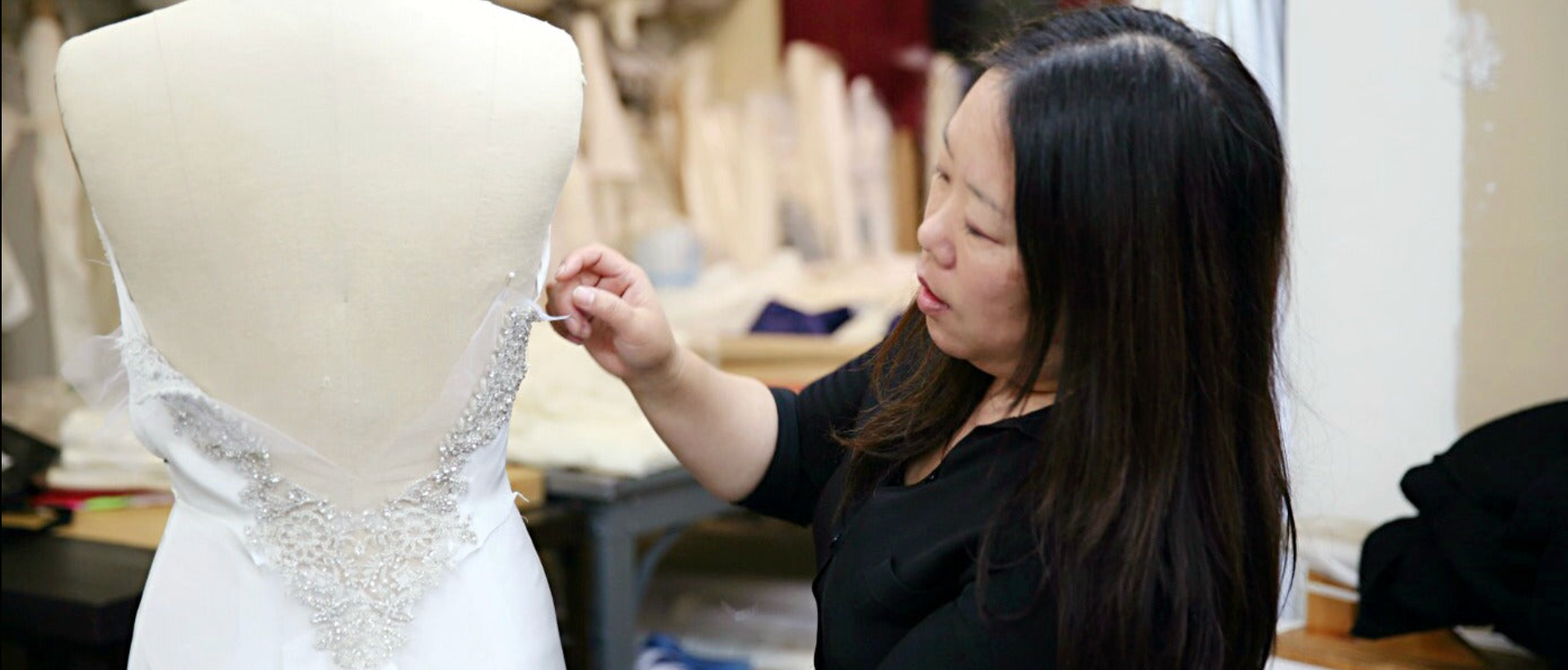 Jin is working on wedding dress design