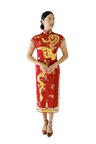 Jinza Oriental Couture Chinese Tea Ceremony Dress Chinese Tea Ceremony Dress | Goldwork I Wine Red Qipao Dress for Wedding