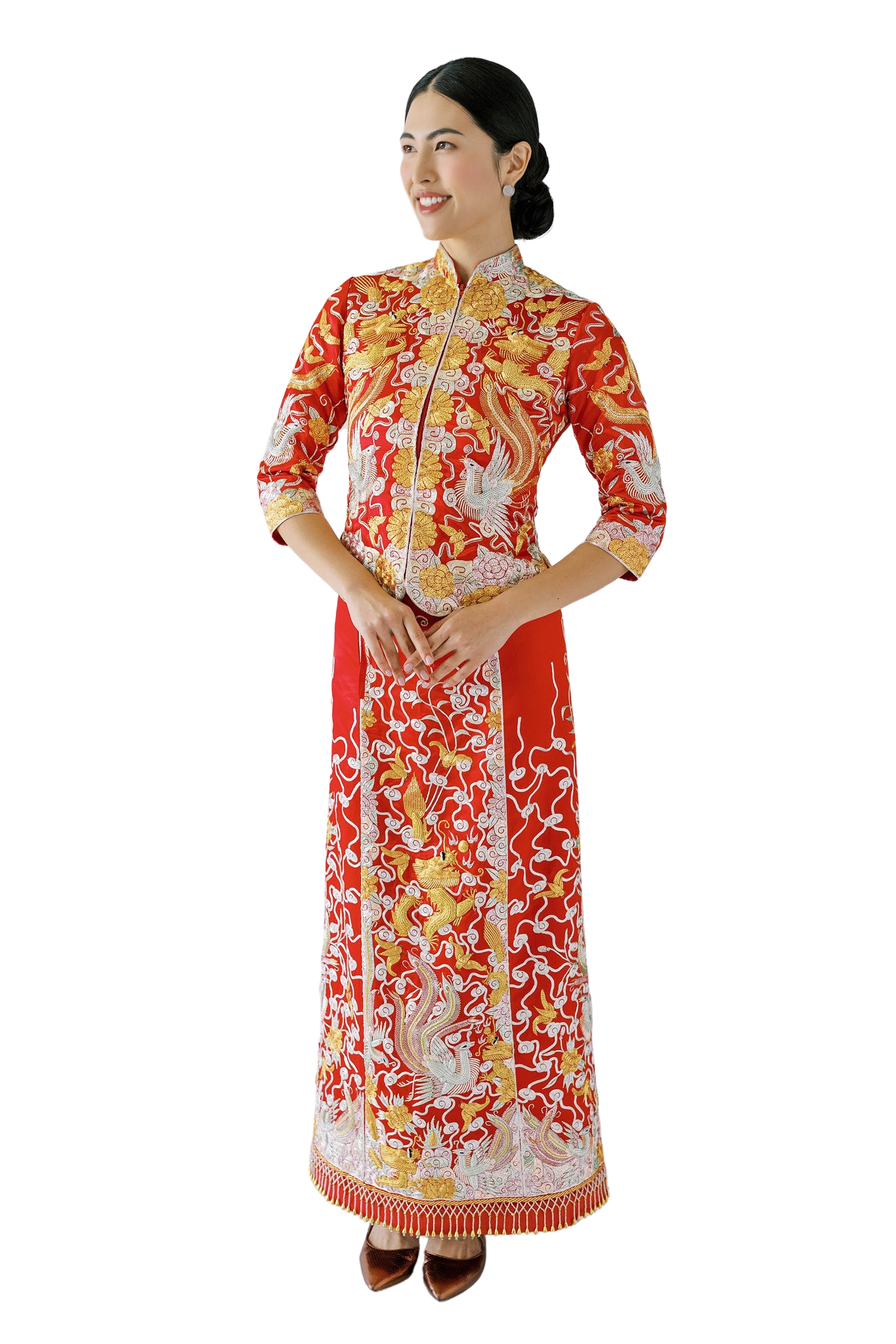 Jinza Oriental Couture Qun Kwa Chinese Tea Ceremony Dress | Handcraft Qun Kwa for Traditional Wedding
