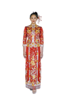 Jinza Oriental Couture Chinese Tea Ceremony Dress Chinese Tea Ceremony Dress | Qun Kwa with Hand-Embroidered Gold and Silver Phoenix