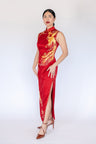 Jinza Oriental Couture Chinese Tea Ceremony Dress Chinese Wedding Dress | Goldwork II Red Cheongsam for Wedding