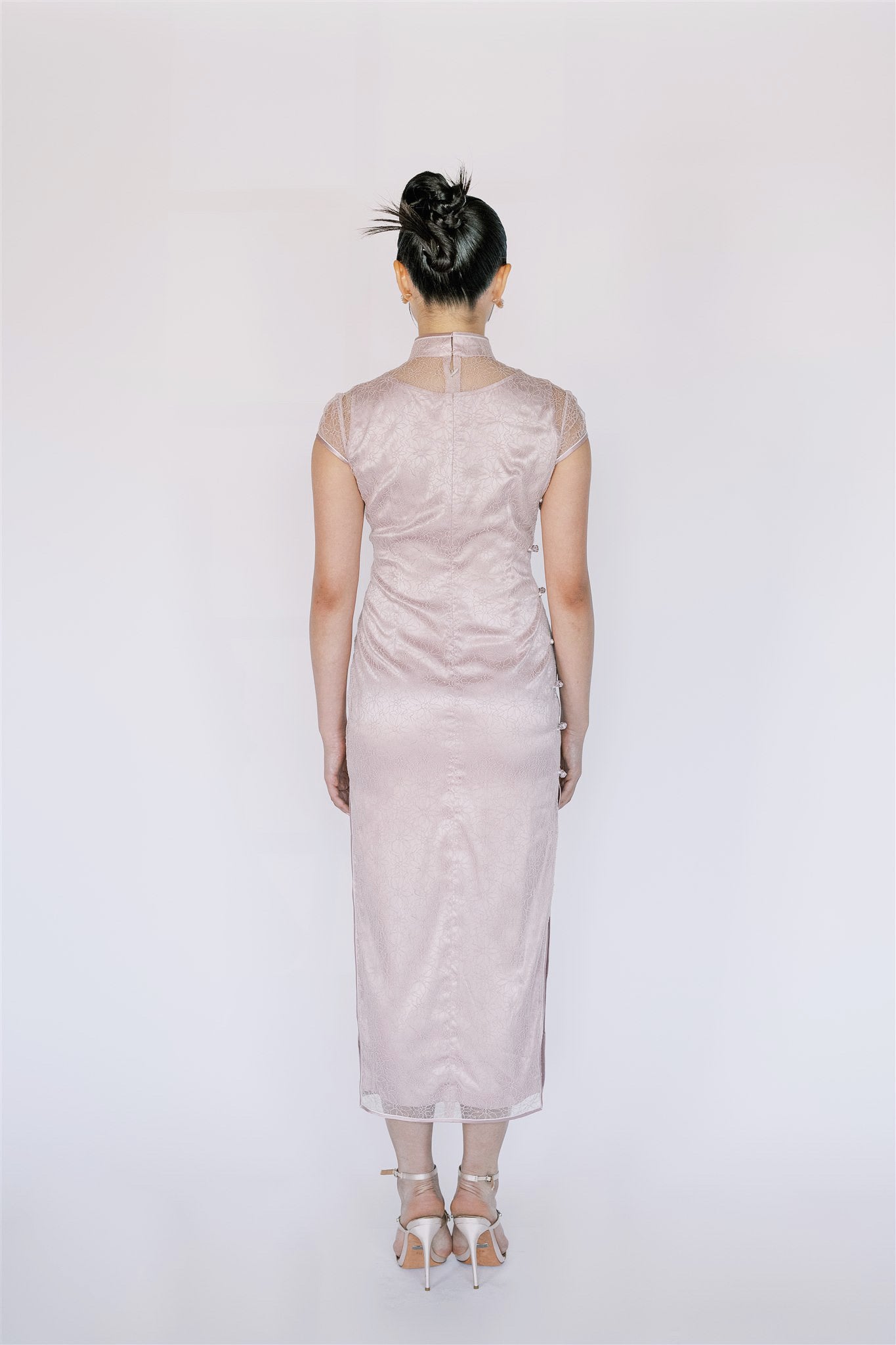 Jinza Oriental Couture Graduation Graduation Qipao | Summer Solstice Baby Pink Lace Short Dress