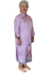 Jinza Oriental Couture Mother of Bride Qipao Purple Satin Organza Silk Qipao for Mother of the Bride – 3/4 Sleeves with Floral and Bird Embroidery