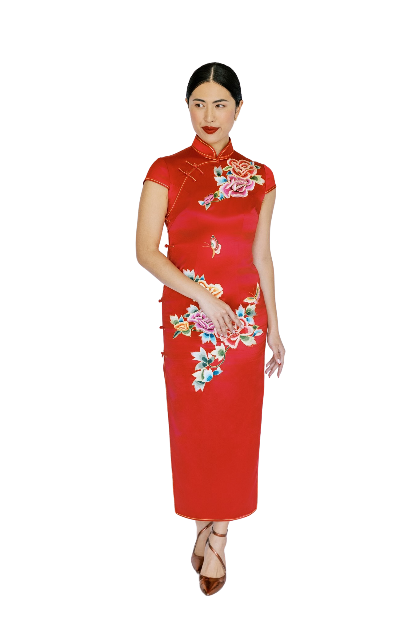 Jinza Oriental Couture Traditional Cheongsam Traditional Cheongsam | Lady Alyce Red Silk Cheongsam