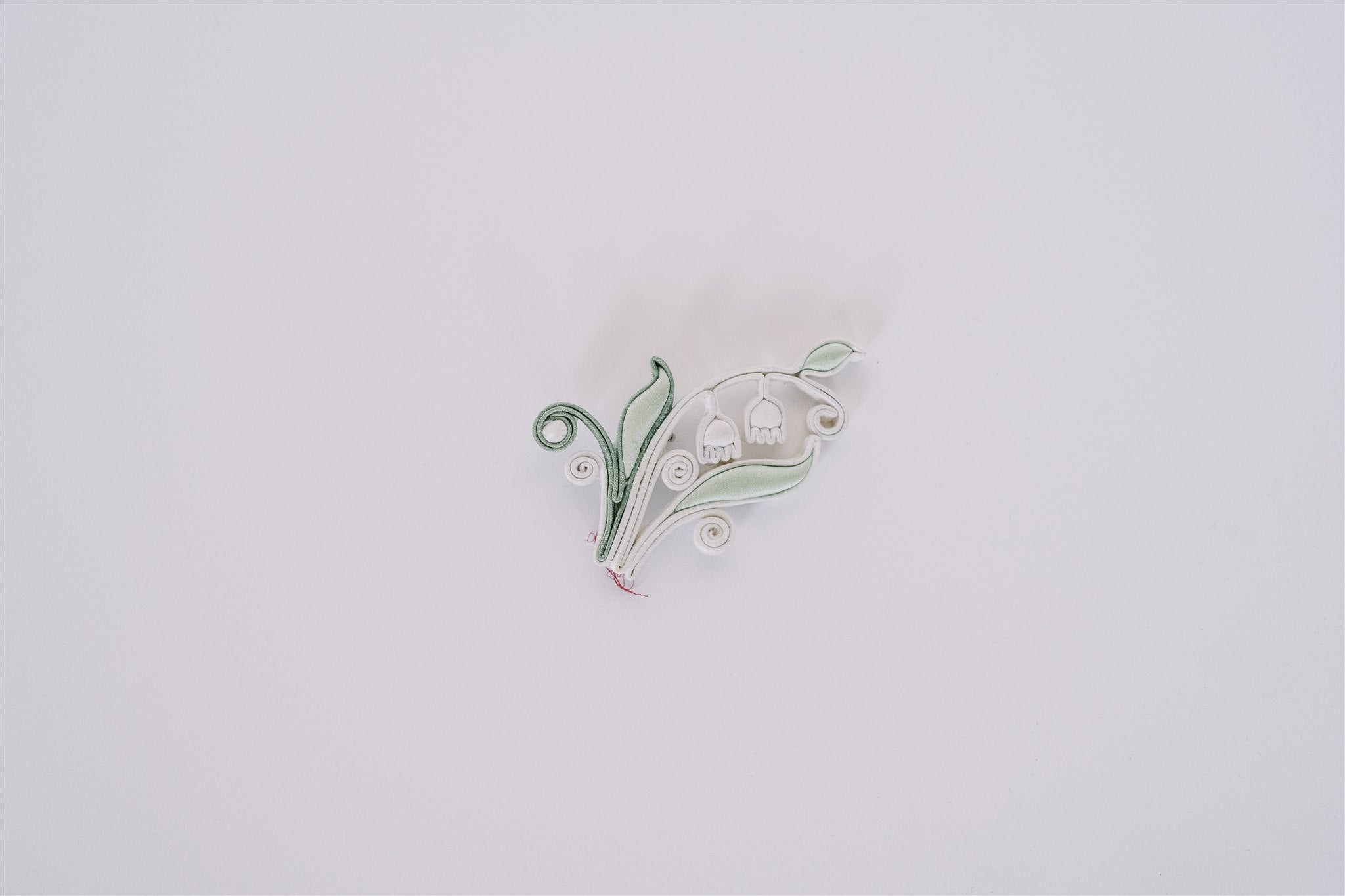 Jinza Oriental Couture Pankou Wedding Accessories | Pankou Brooch Lily of the Valley in Light Green and White