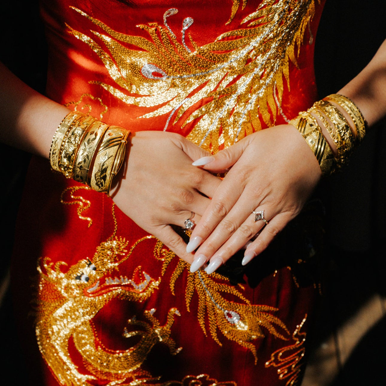 Red Qipao for Chinese wedding tea ceremony