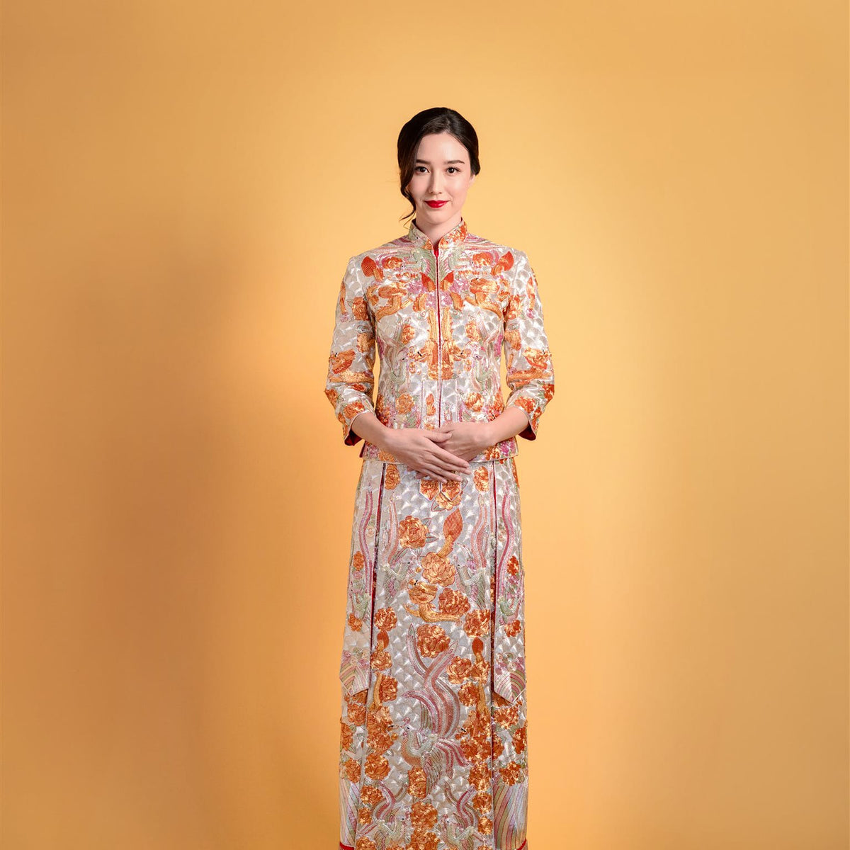 Silver King Kwa Chinese Wedding Dress – 100% Hand Embroidered
