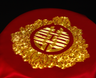 Traditional chinese wedding veil with gold double happiness symbol embroidery