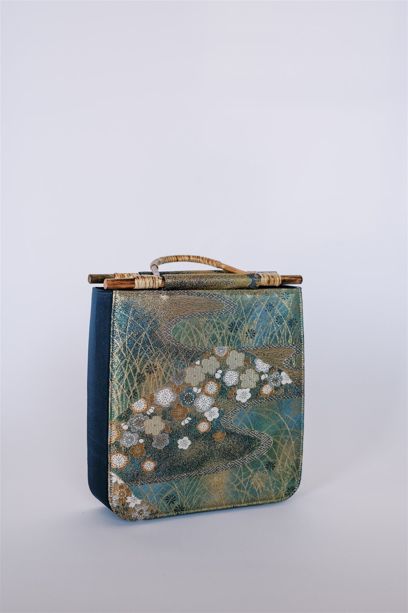 A Japanese Vintage Green Silk Handbag for Wedding Guests